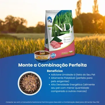 Racao N-D Spirulina Gatos Adultos Castrados Suino minte a combinacao pefeita
